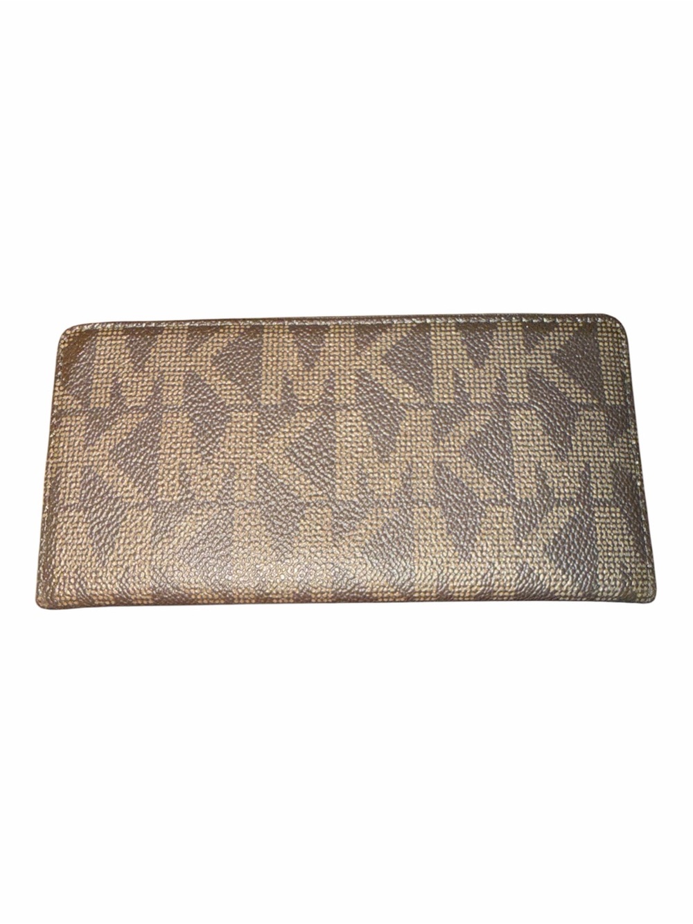 LIVE SHOW GIVVY-Michael Kors Brown Signature Checkbook / Passport Holder Wallet